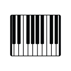 Abstract horizontal layout of piano keys in a striking black silhouette design