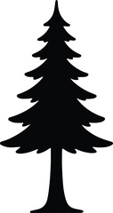 Silhouette evergreen fir tree black forest nature Vector illustration