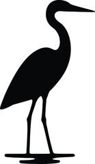 Silhouette heron standing in water simple design Vector illustration