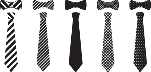 Set of black bow tie silhouettes vector illustration on white background