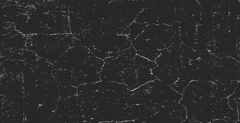 Texture of old surface on black background with white scratches. Worn, torn, weathered effect. Distressed black texture.Vector illustration, EPS 10.