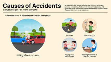 Causes of Road Accidents Infographic - Human and Environmental Factors in Road Safety