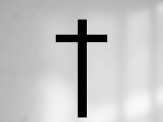 Cross christian god religion on shadow wall floor background, jesus church worship pray catholic...