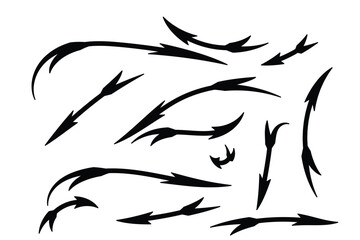 Black arrow shapes curved and straight vector