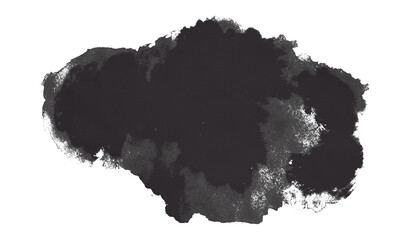 Bright black watercolor or ink stains with watercolor marks. Brush strokes and watercolor splashes set on a transparent background.