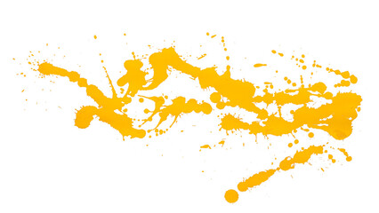 Bright yellow watercolor or ink stains with watercolor marks. Brush strokes and watercolor splashes set on a transparent background.