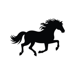 Running horse silhouette in elegant motion with flowing mane.