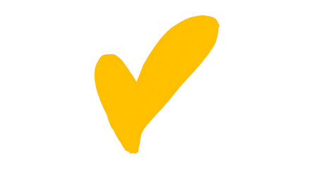 A yellow heart drawn in ink sits on a transparent background.