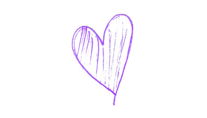 A purple heart drawn in ink sits on a transparent background.