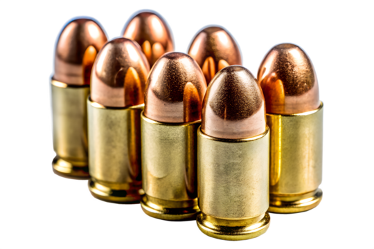 High-Quality 4K Ammunition Photography on White Background
