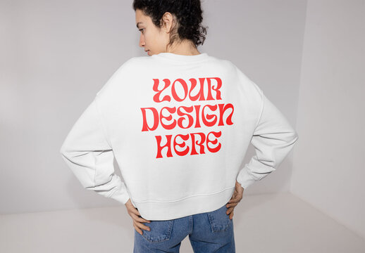 Mockup Of Woman Wearing Customized Long Sleeved Top, Flash