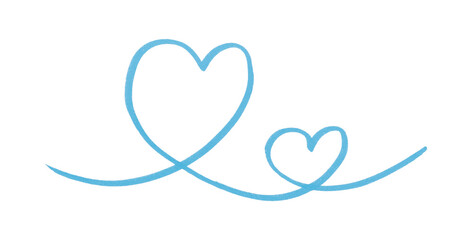 A light blue heart drawn in ink sits on a transparent background.