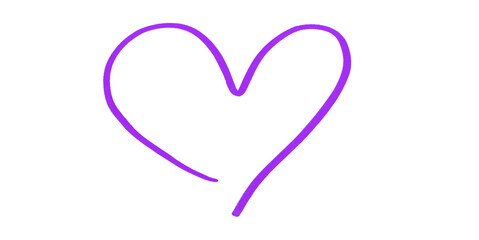 A purple heart drawn in ink sits on a transparent background.