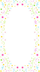 Celebratory Confetti Frame: A festive and vibrant frame of confetti, stars, and ribbons, a visual burst of joy for a celebration or special event.