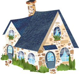 Charming Stone Cottage with Blue Roof