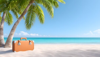 Obraz premium Luggage on the beach. Summer travel concept