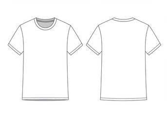 Front and back view of a blank t shirt outline