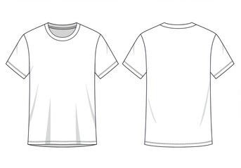 Front and back view of a blank t shirt outline