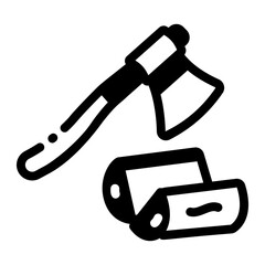 A linear style icon depicting hand axe