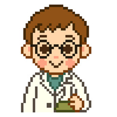 Flat Design Pixel Art Chemist Illustration