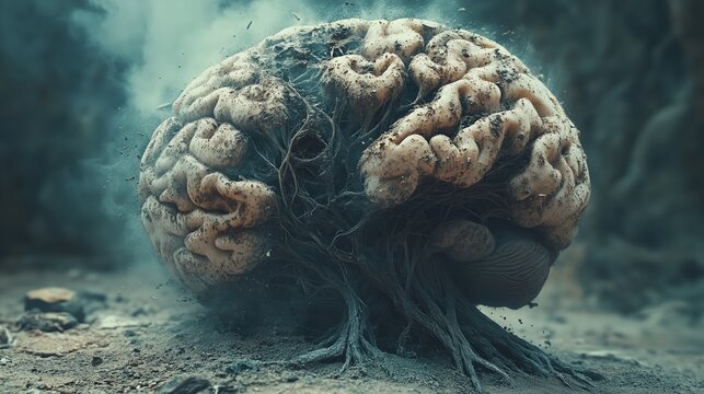 Brain atrophy, withering mind losing memories and cognitive functions