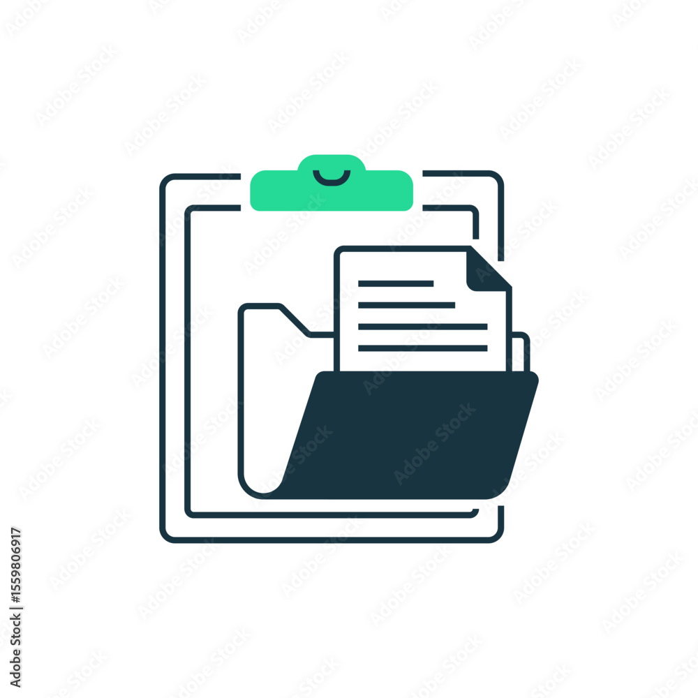 Poster project summary two tone color icon. linear style sign for mobile concept and web design. outline ve
