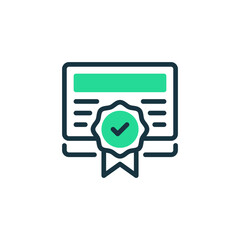 Certification Two Tone Color Icon. linear style sign for mobile concept and web design. Outline vector icon.