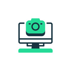 Remote Monitoring Two Tone Color Icon. linear style sign for mobile concept and web design. Outline vector icon.