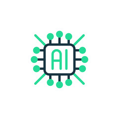 AI Monitoring Two Tone Color Icon. linear style sign for mobile concept and web design. Outline vector icon.