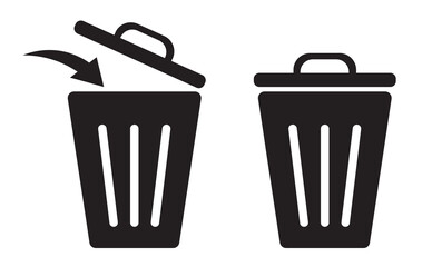 trash can icon set, Trash bin icon, Delete icon top design.