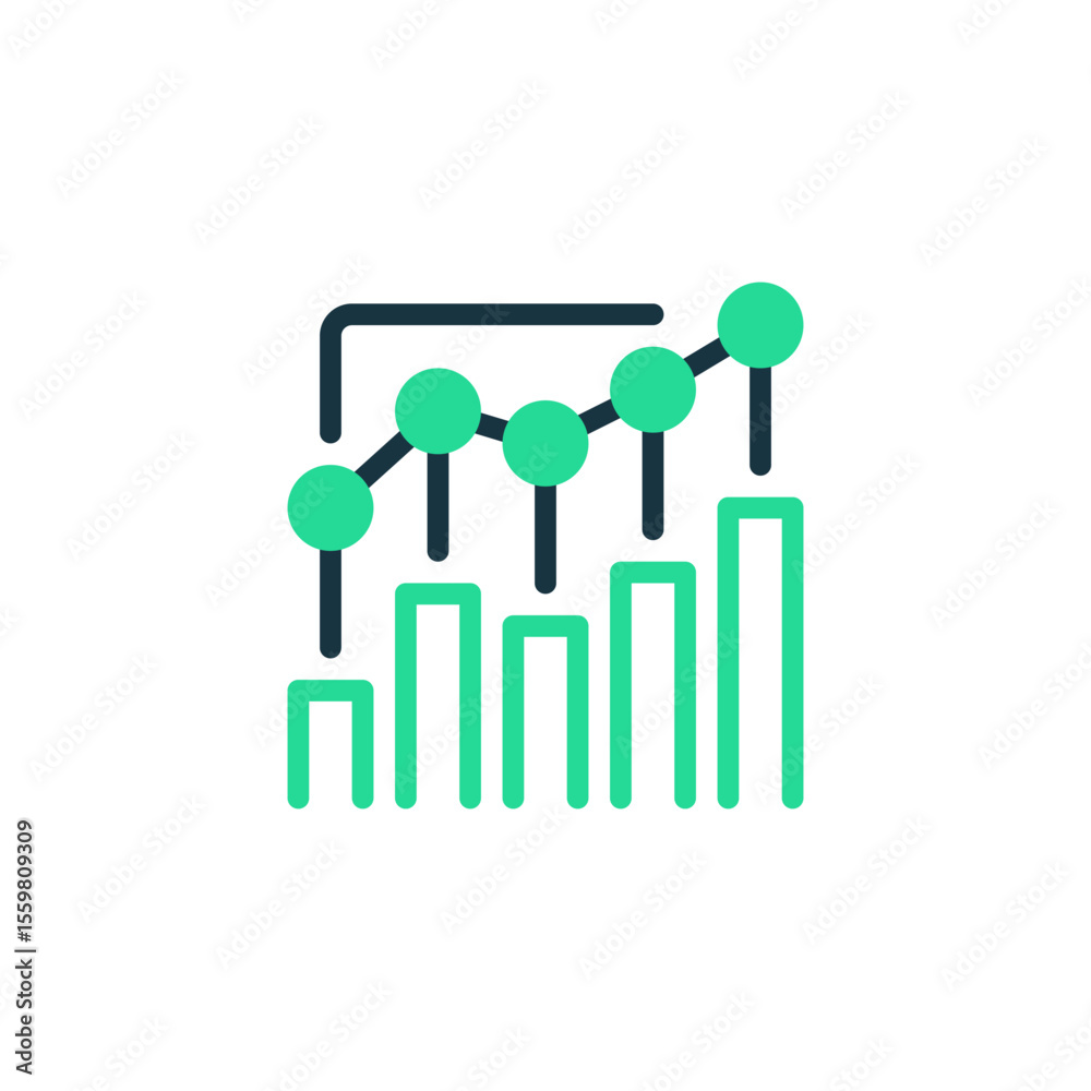 Poster progress chart two tone color icon. linear style sign for mobile concept and web design. outline vec