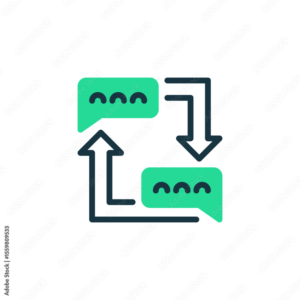 Poster feedback loop two tone color icon. linear style sign for mobile concept and web design. outline vect