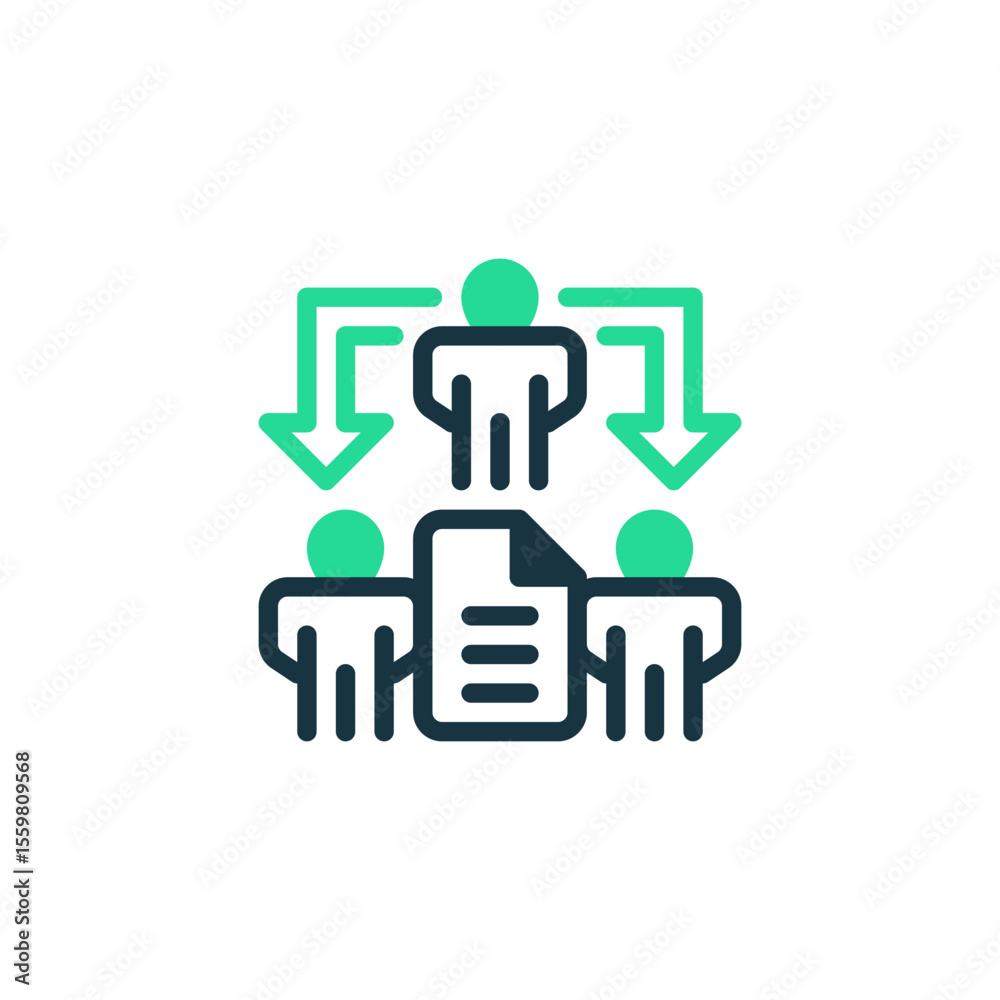 Poster delegation task two tone color icon. linear style sign for mobile concept and web design. outline ve