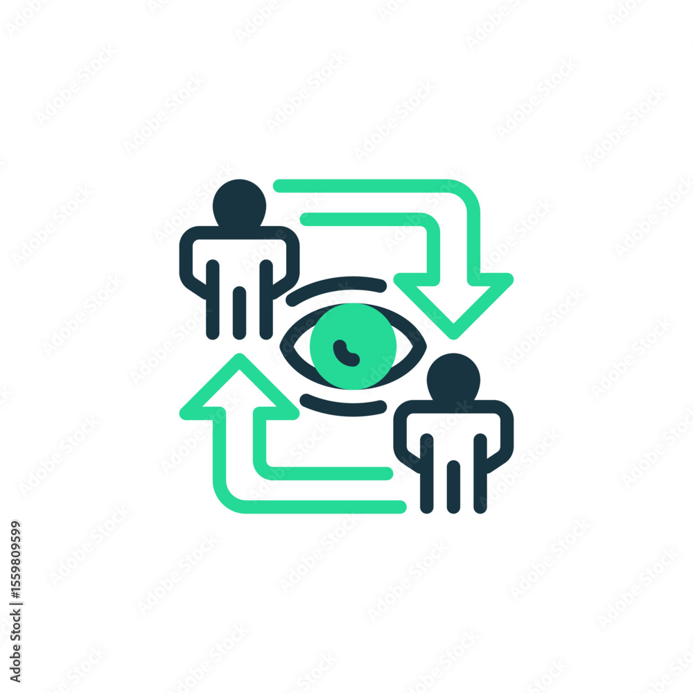 Poster shared vision two tone color icon. linear style sign for mobile concept and web design. outline vect