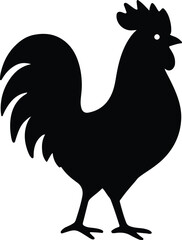 Silhouette of a stylized black rooster side view Vector illustration
