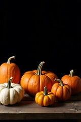 Minimalist Pumpkins on Black Background