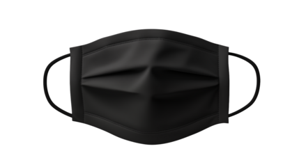 Black medical face mask for protection against viruses,  Isolated on transparent Background