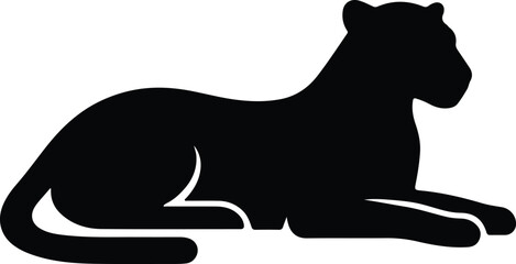 Silhouette resting panther graceful feline animal wildlife icon vector illustration