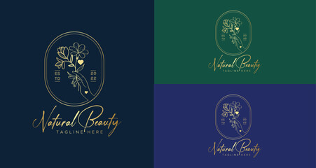 Wedding logos, botanical logo, floral frame for labels, hand drawn elegant, delicate and minimalist monogram collection. Botanical vector design