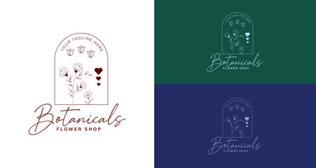 Wedding logos, botanical logo, floral frame for labels, hand drawn elegant, delicate and minimalist monogram collection. Botanical vector design