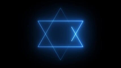 Neon star of david. Glow and flicker animation. - Powered by Adobe