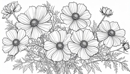 Fototapeta premium Beautiful bouquet of flowers representing nature's splendor in timeless black and white drawing