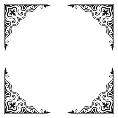 Thai pattern frame, vintage frame, decorative corner, scroll line pattern, graphic elements