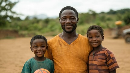 Cheerful African family participating in a lively community sports event showing joy energy and togetherness as they engage in outdoor activities and celebrate their ethnicity and lifestyle