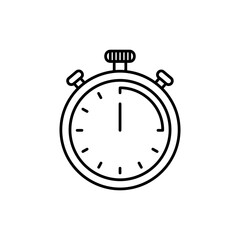 Black line icon of a stopwatch representing speed and deadline management