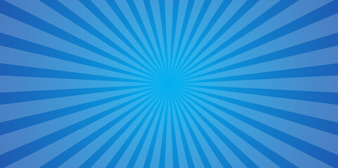 Peaceful Blue Morning Light Burst Background with Abstract Radiant Sunrise Lines.