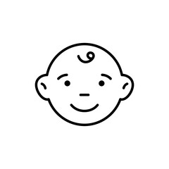 Fototapeta premium Black line icon of a baby face representing parenting and childcare