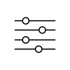 Black line icon of a slider control representing preferences and customization