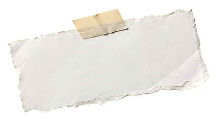 Roughly torn paper piece with adhesive tape isolated on transparent background