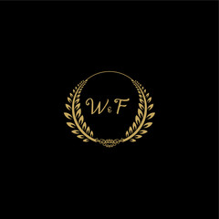 WF beautiful feminine and elegant wedding monogram initial logo with circle floral gold
